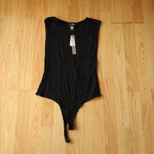 Aqua - Black Open side ribbed bodysuit!